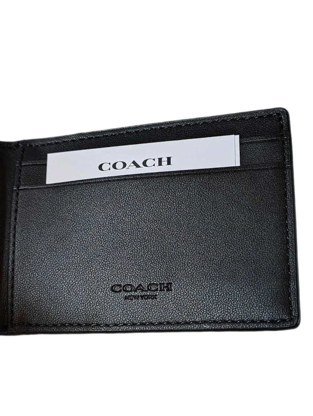 💼 NWT Men's Coach Walnut Brown Signature Compact Billfold Credit Card ID Wallet